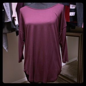 Purple tunic shirt with shoulder cutouts
